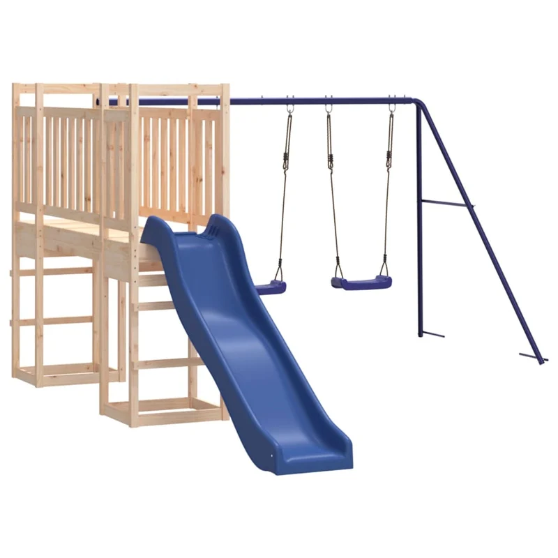 Aire de jeux d'extérieur balançoires toboggan portiques robuste jeux jardin 53 x 397 x 169 cm bois de pin massif 02_0004809
