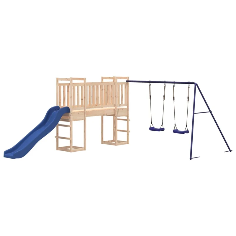 Aire de jeux d'extérieur balançoires toboggan portiques robuste jeux jardin 53 x 397 x 169 cm bois de pin massif 02_0004809