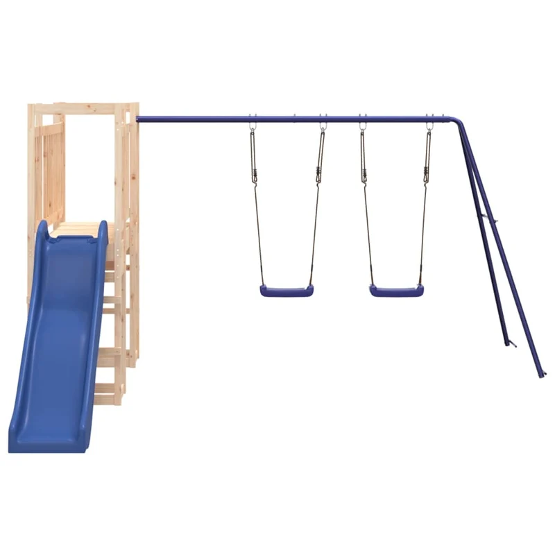 Aire de jeux d'extérieur balançoires toboggan portiques robuste jeux jardin 53 x 397 x 169 cm bois de pin massif 02_0004809
