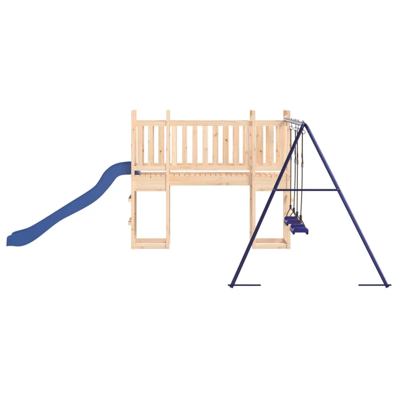 Aire de jeux d'extérieur balançoires toboggan portiques robuste jeux jardin 53 x 397 x 169 cm bois de pin massif 02_0004809