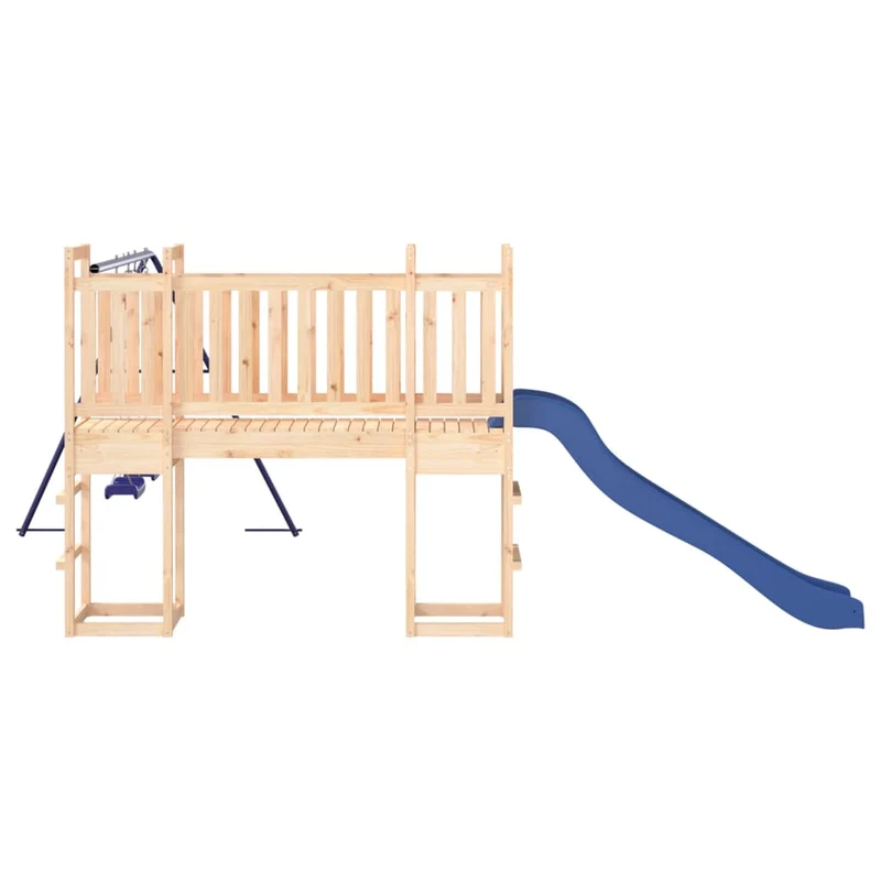 Aire de jeux d'extérieur balançoires toboggan portiques robuste jeux jardin 53 x 397 x 169 cm bois de pin massif 02_0004809