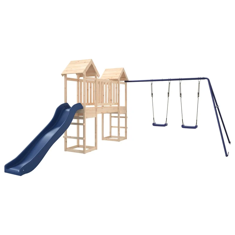 Aire de jeux d'extérieur balançoires toboggan portiques robuste jeux jardin 308 x 393 x 194 cm bois de pin massif 02_0004982