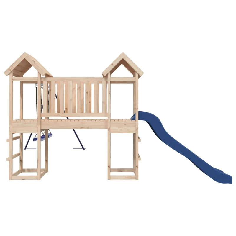 Aire de jeux d'extérieur balançoires toboggan portiques robuste jeux jardin 308 x 393 x 194 cm bois de pin massif 02_0004982