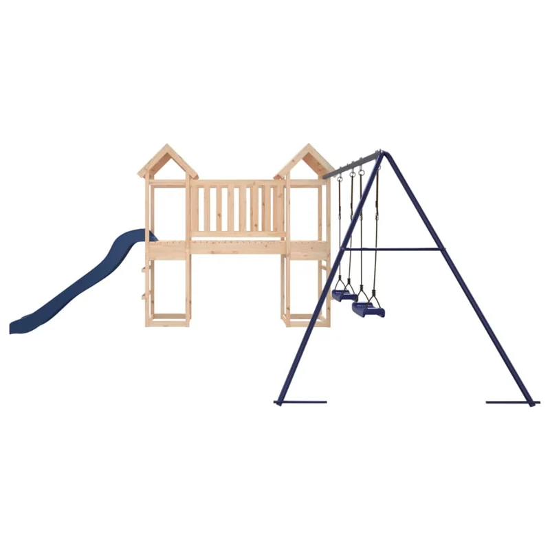 Aire de jeux d'extérieur balançoires toboggan portiques robuste jeux jardin 308 x 393 x 194 cm bois de pin massif 02_0004982