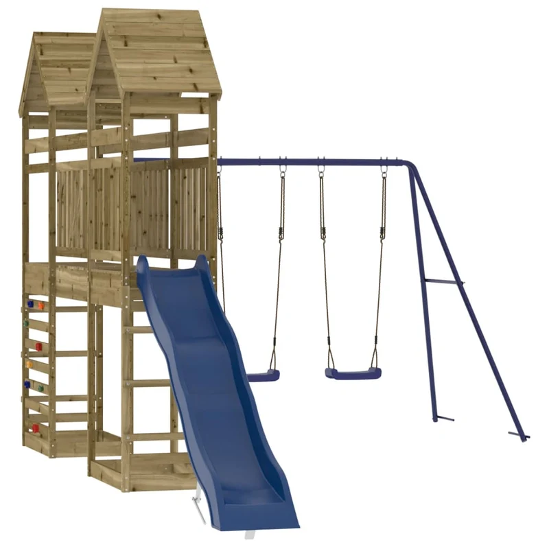 Aire de jeux d'extérieur balançoires toboggan portiques robuste jeux jardin 315 x 547 x 264 cm bois de pin imprégné 02_0004703