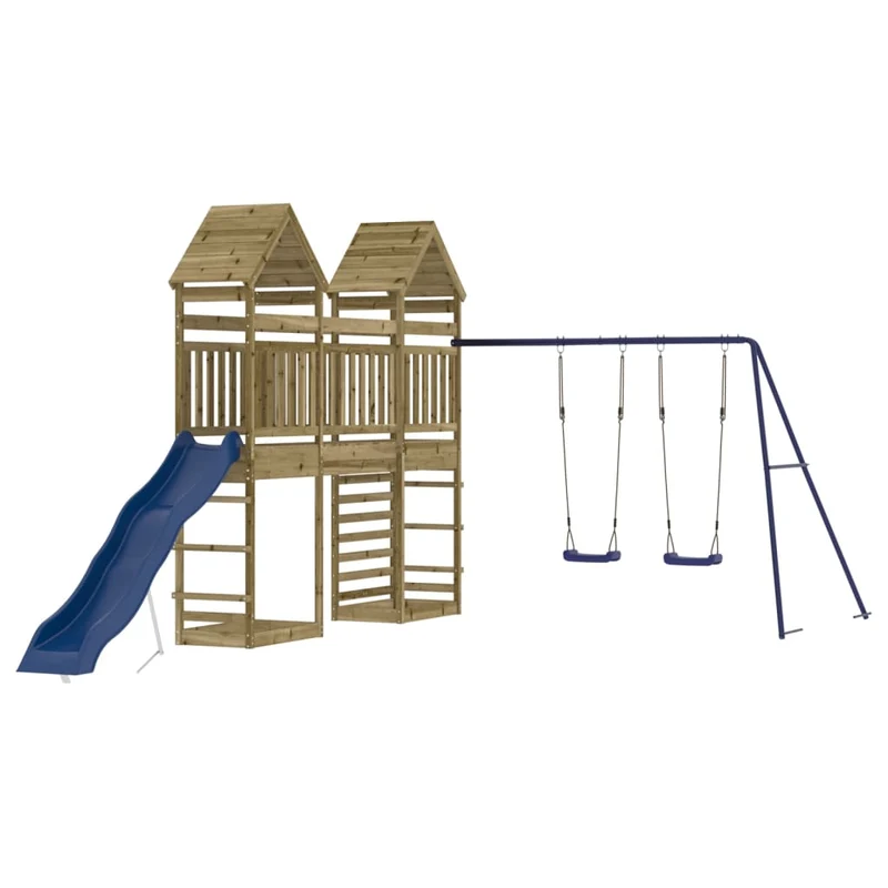 Aire de jeux d'extérieur balançoires toboggan portiques robuste jeux jardin 315 x 547 x 264 cm bois de pin imprégné 02_0004703