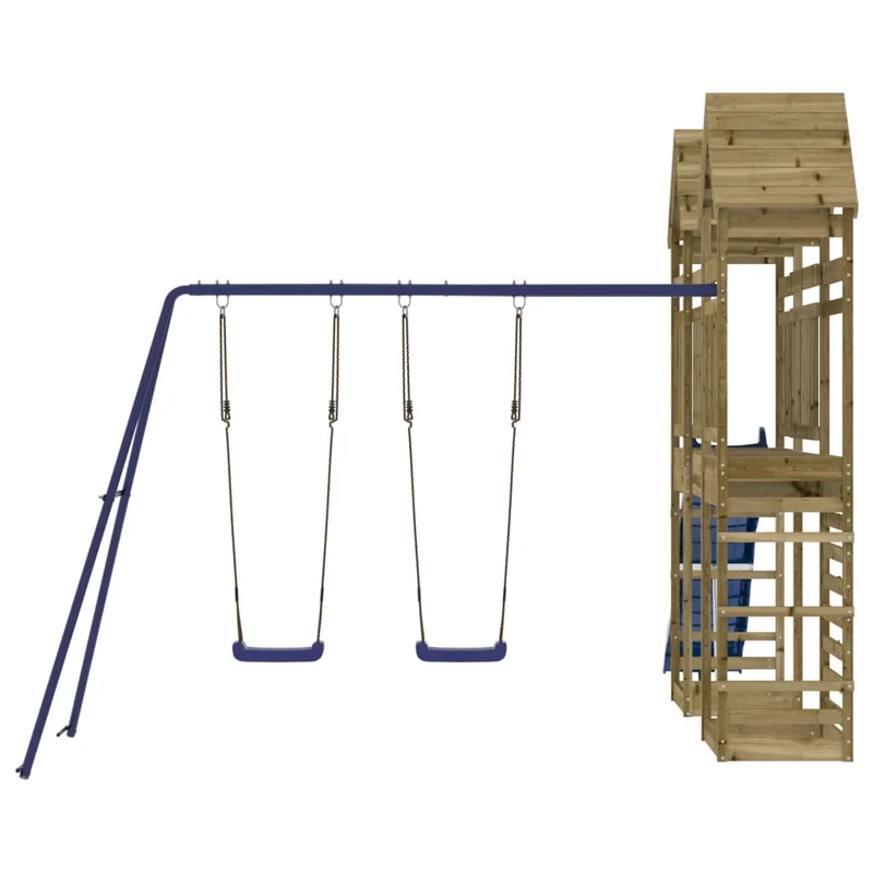 Aire de jeux d'extérieur balançoires toboggan portiques robuste jeux jardin 315 x 547 x 264 cm bois de pin imprégné 02_0004703