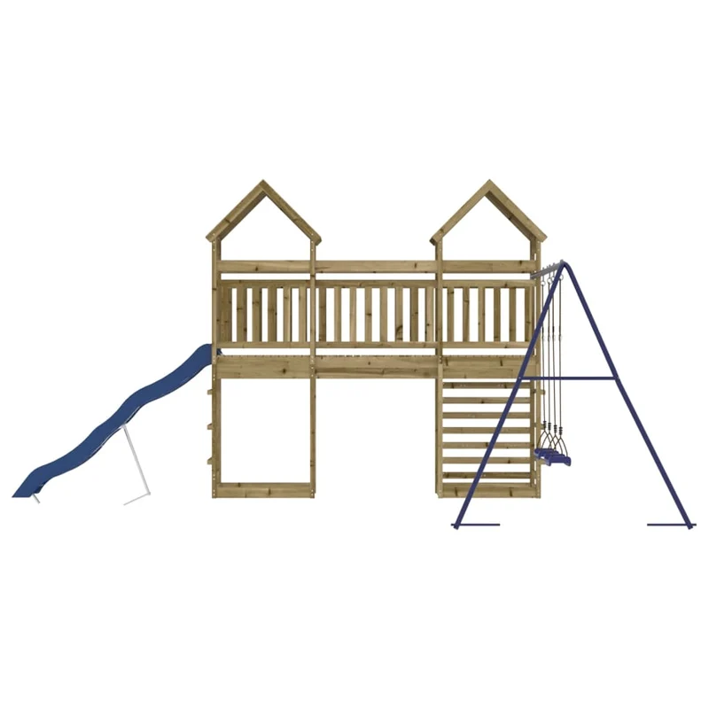 Aire de jeux d'extérieur balançoires toboggan portiques robuste jeux jardin 315 x 547 x 264 cm bois de pin imprégné 02_0004703