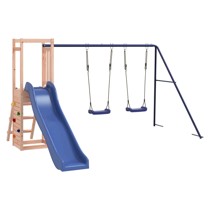 Aire de jeux d'extérieur balançoires toboggan portiques robuste jeux jardin 308 x 321 x 169 cm bois massif de douglas 02_0004627