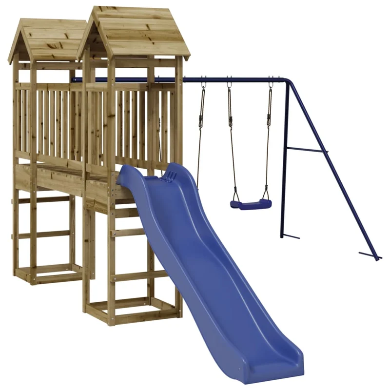 Aire de jeux d'extérieur balançoires toboggan portiques robuste jeux jardin 308 x 461 x 207 cm bois de pin imprégné 02_0004828