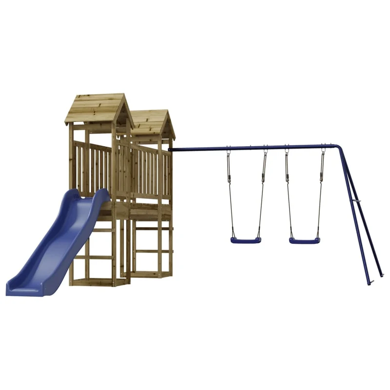 Aire de jeux d'extérieur balançoires toboggan portiques robuste jeux jardin 308 x 461 x 207 cm bois de pin imprégné 02_0004828