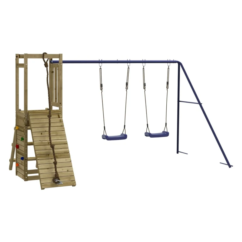 Aire de jeux d'extérieur balançoires toboggan portiques robuste jeux jardin 308 x 184 x 169 cm bois de pin imprégné 02_0004658