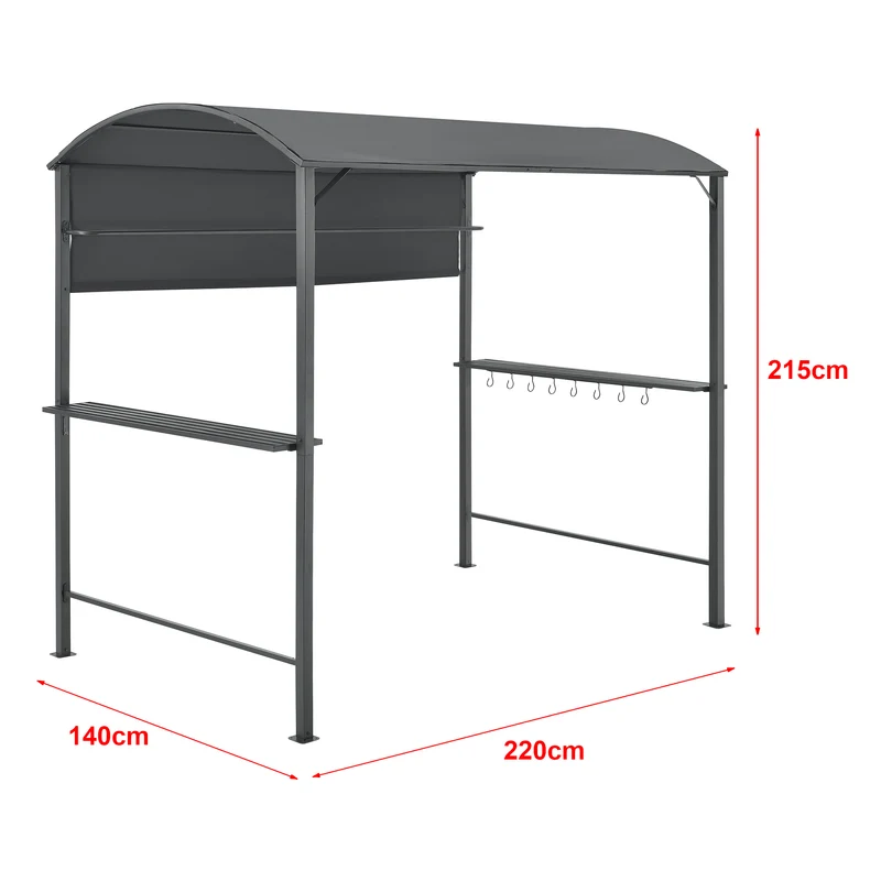 Tonnelle pavillon de barbecue 215 x 220 x 140 cm anthracite gris foncé 03_0008739