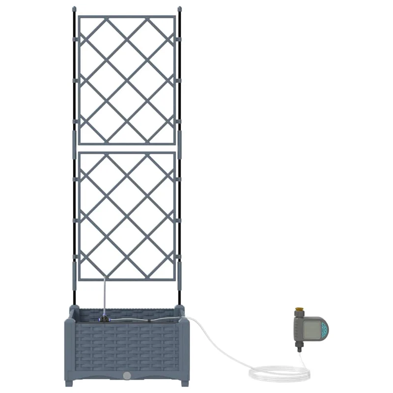 Cache-pot de jardin moderne avec irrigation 40 x 40 x 126 cm extérieur durable en acier gris clair 02_0058592
