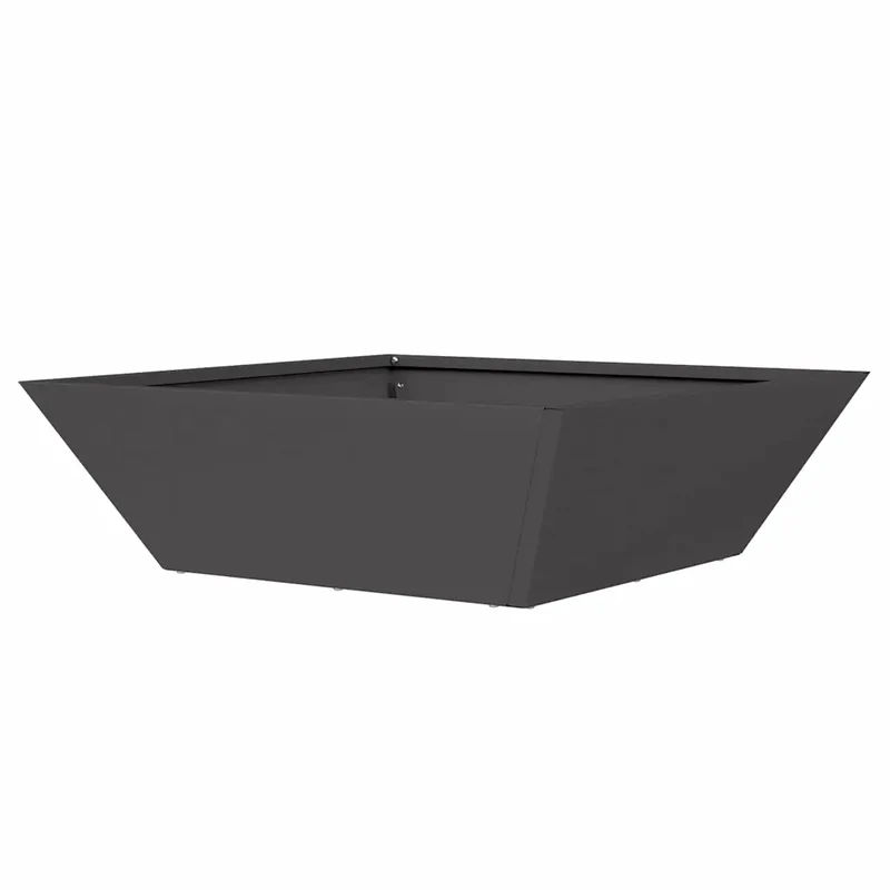 Cache-pot de jardin trapézoïdal moderne extérieur 50 x 50 x 15 cm en acier laminé à froid noir 02_0052382