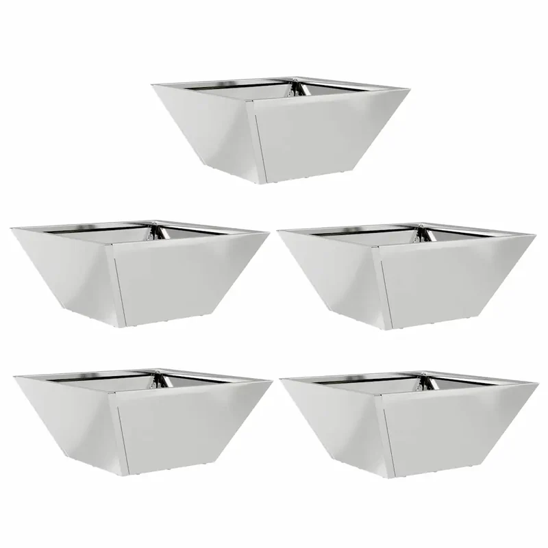 Lot de 5 cache-pots de jardin design moderne trapézoïdal extérieur 35 x 35 x 15 cm en acier galvanisé argent 02_0052365