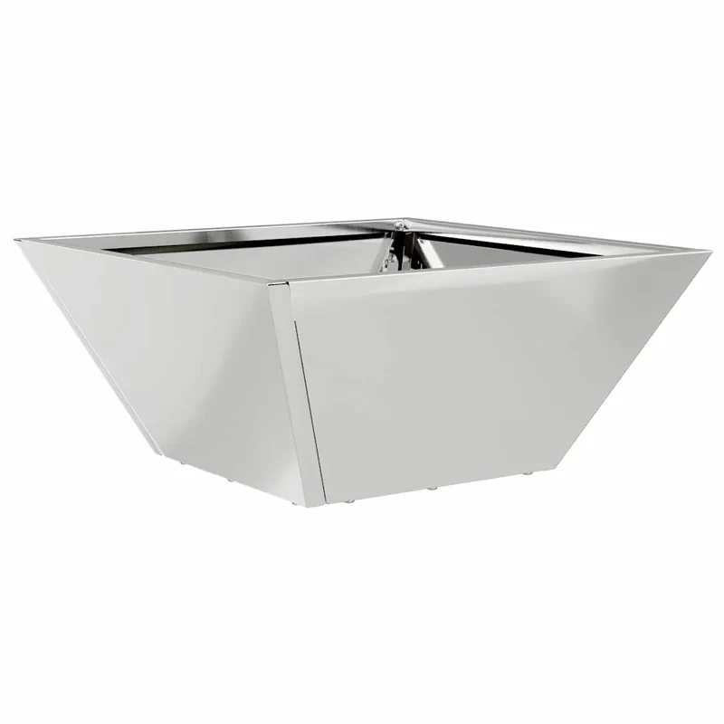 Lot de 5 cache-pots de jardin design moderne trapézoïdal extérieur 35 x 35 x 15 cm en acier galvanisé argent 02_0052365