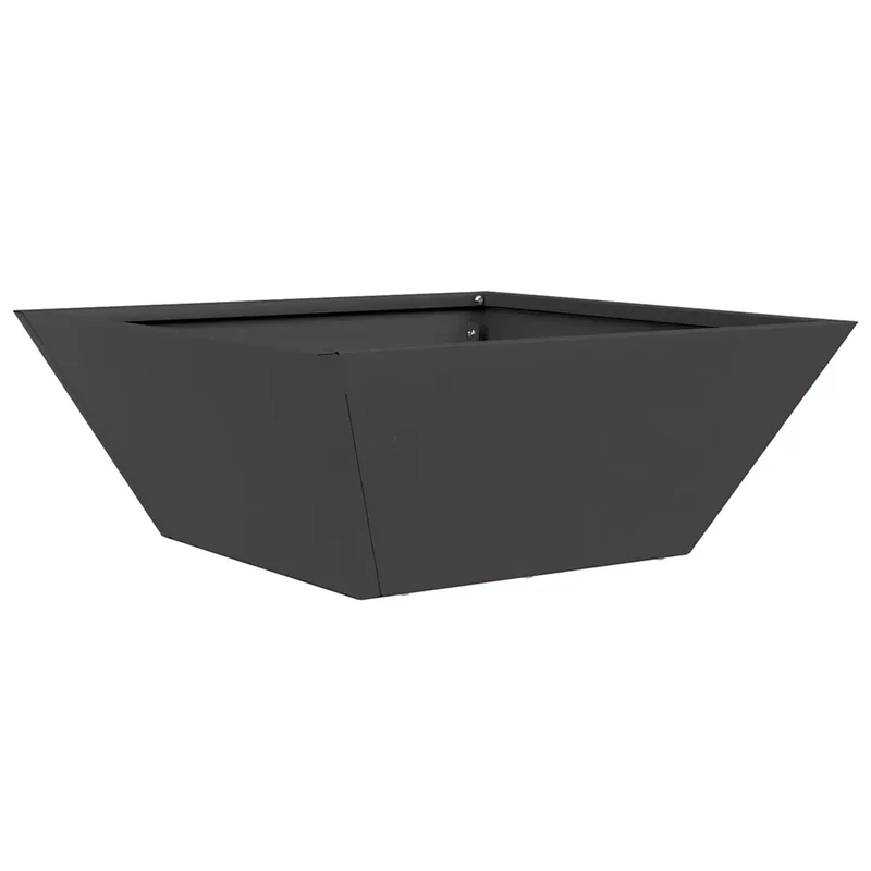 Cache-pot de jardin trapézoïdal moderne pour plantes 40 x 40 x 15 cm en acier laminé à froid noir 02_0052368