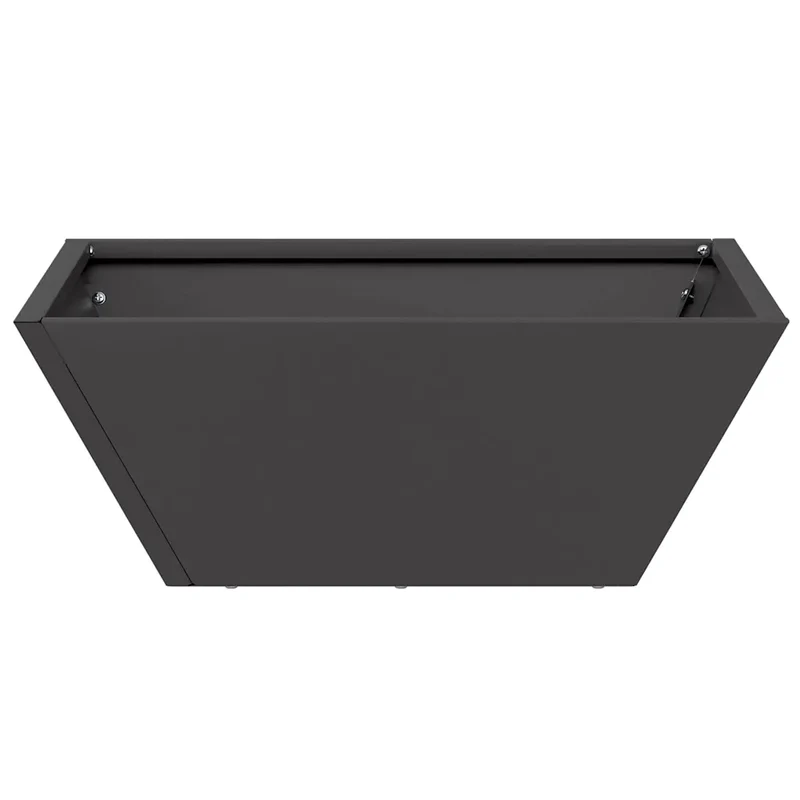 Cache-pot de jardin trapézoïdal moderne pour plantes 40 x 40 x 15 cm en acier laminé à froid noir 02_0052368