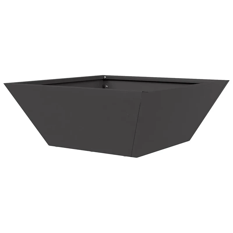 Cache-pot de jardin trapézoïdal moderne pour plantes 40 x 40 x 15 cm en acier laminé à froid noir 02_0052368