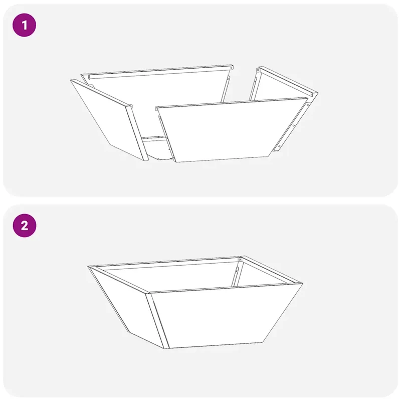 Cache-pot de jardin trapézoïdal moderne pour plantes 40 x 40 x 15 cm en acier laminé à froid noir 02_0052368