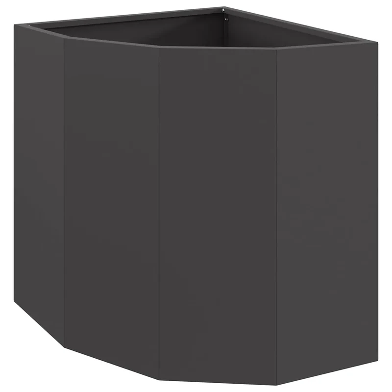 Jardinière d'angle moderne optimisée jardin 45 x 45 x 50 cm en acier noir 02_0052908
