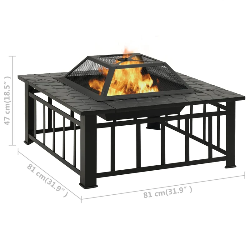 Foyer de jardin avec tisonnier 81 x 81 x 47 cm XXL acier 02_0006014