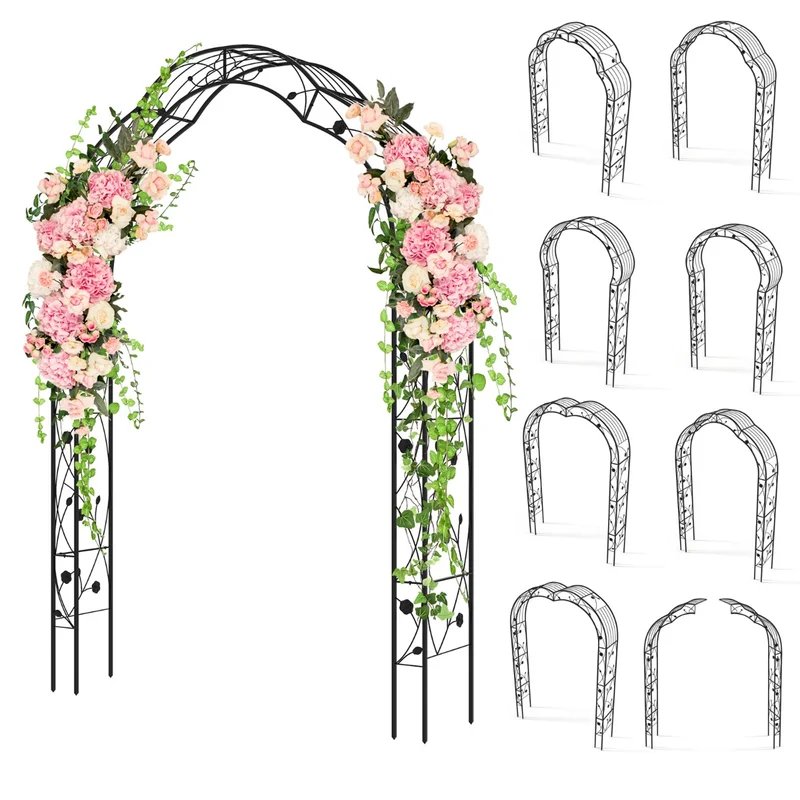 Arche de jardin en métal pour plantes grimpantes 150 x 39 x 250 cm durable et stable style moderne en métal noir 20_0020009