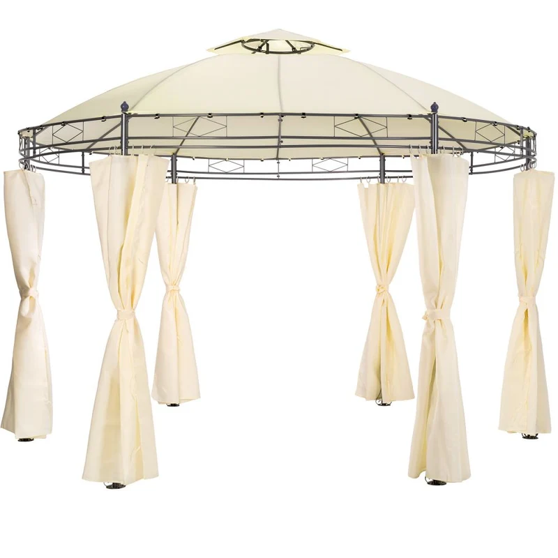 Tonnelle abri de jardin diamètre 3,5 m crème 2208175