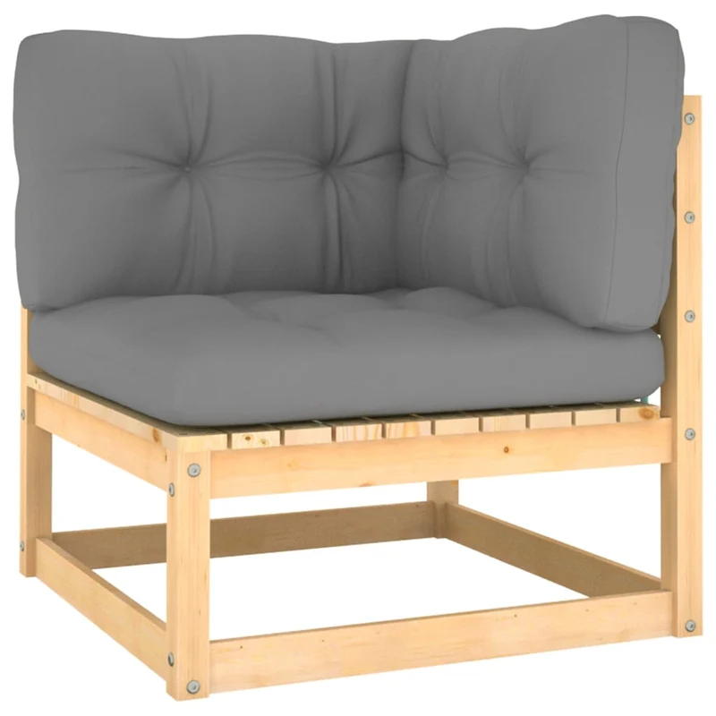 Salon de jardin meuble d'extérieur ensemble de mobilier 3 pièces avec coussins bois de pin massif 02_0015934