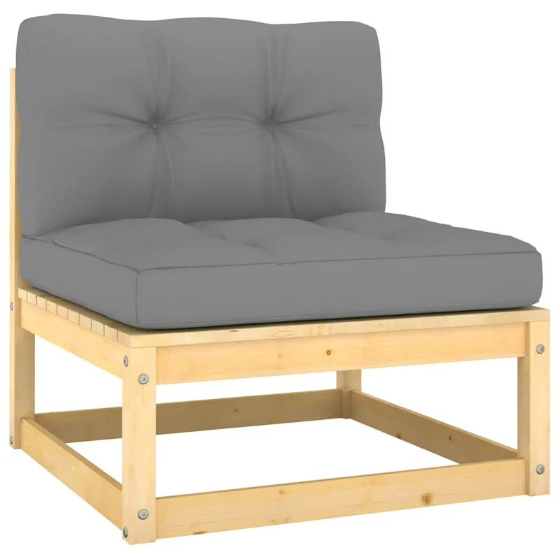 Salon de jardin meuble d'extérieur ensemble de mobilier 3 pièces avec coussins bois de pin massif 02_0015934