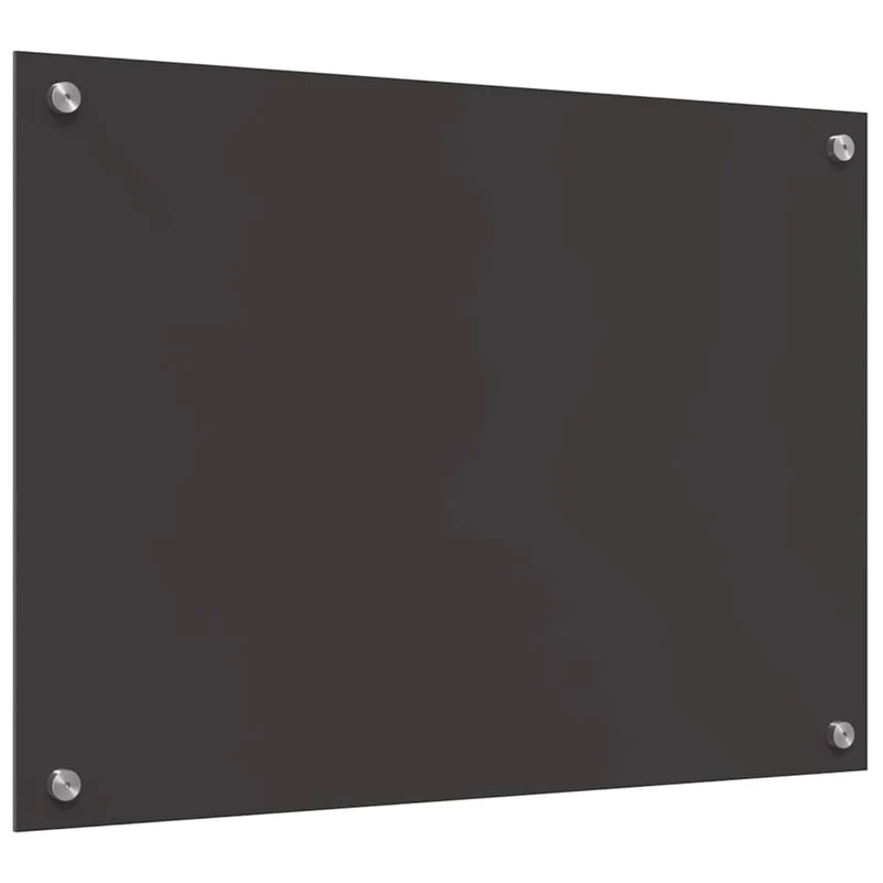 Lot de 2 crédences de cuisine moderne thermorésistantes 70 x 50 cm en verre trempé gris foncé 02_0056239