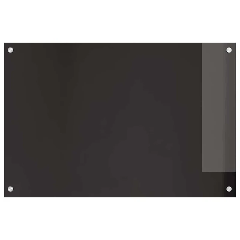 Lot de 2 dosserets de cuisine modernes thermorésistants 90 x 60 cm en verre trempé noir 02_0056314