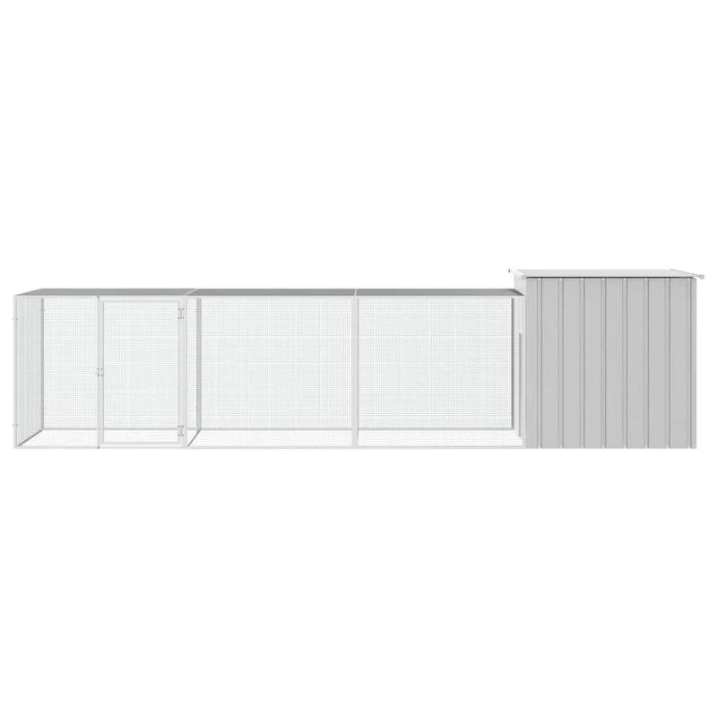 Cage pour poules 400 x 91 x 100 cm acier galvanisé gris 02_0041658