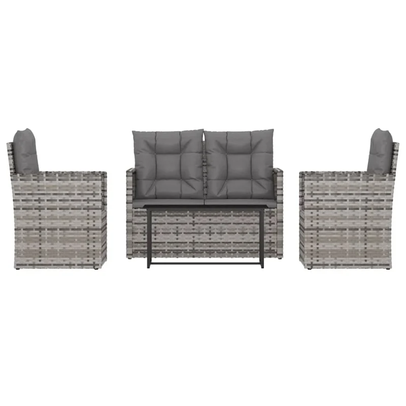 Salon de jardin meuble d'extérieur ensemble de mobilier avec coussins 4 pièces résine tressée gris 02_0018294