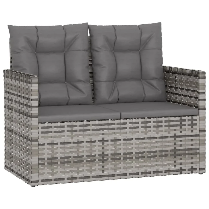 Salon de jardin meuble d'extérieur ensemble de mobilier avec coussins 4 pièces résine tressée gris 02_0018294