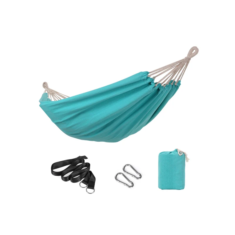 Hamac 210 x 150 cm double charge 300 kg pour terrasse balcon jardin extérieur camping avec sac de transport sangles et mousquetons turquoise 12_0001599