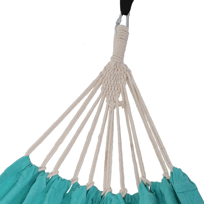 Hamac 210 x 150 cm double charge 300 kg pour terrasse balcon jardin extérieur camping avec sac de transport sangles et mousquetons turquoise 12_0001599