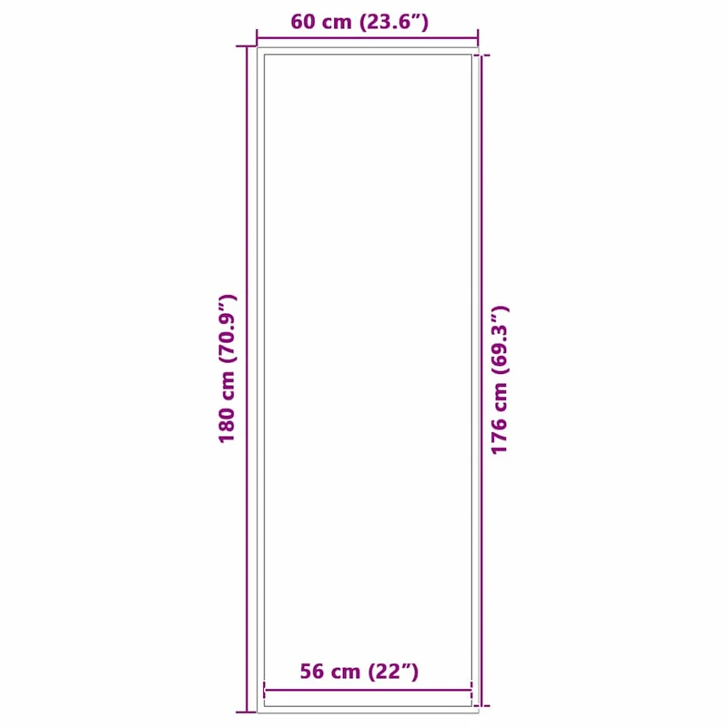 Tapis d'entrée rectangulaire moderne antidérapant 60 x 180 cm en polypropylène noir 02_0058139