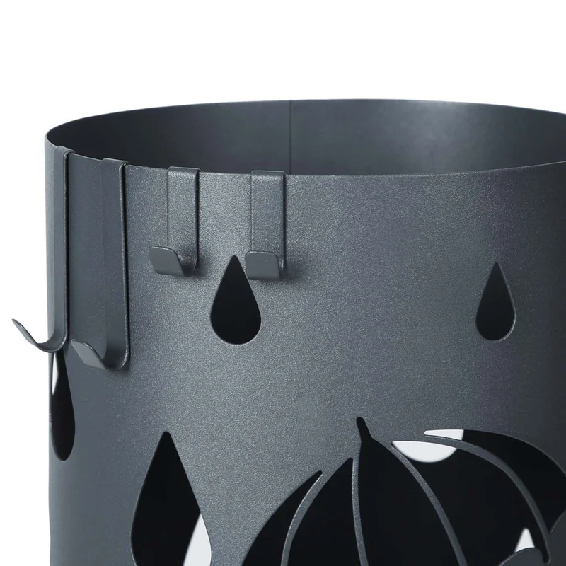 Porte-parapluies métallique support pour parapluies avec réceptacle d’eau et crochets 49cm rond gris anthracite mate 12_0002674