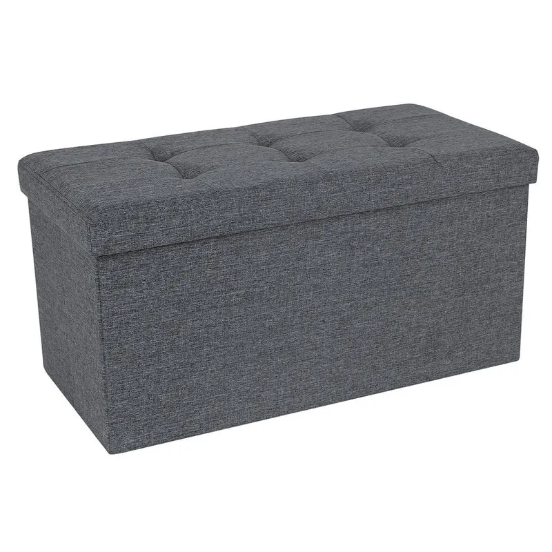 Pouf de rangement pliable 76 x 38 x 38 cm chargement max. de 300 kg tissu gris foncé 12_0003114