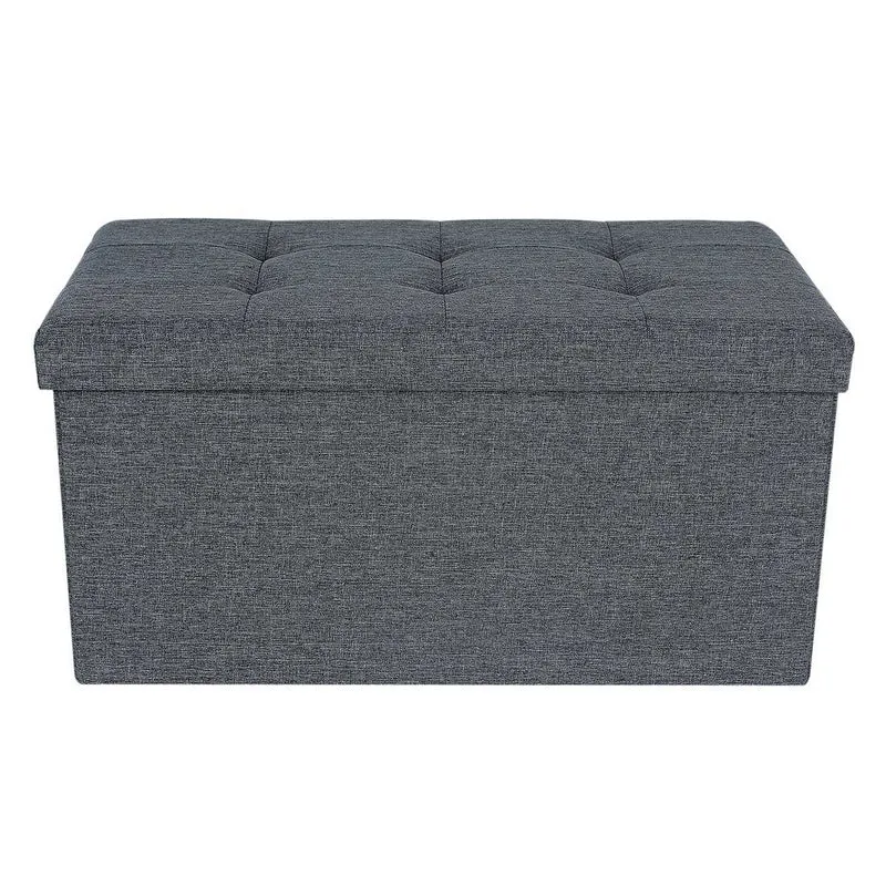 Pouf de rangement pliable 76 x 38 x 38 cm chargement max. de 300 kg tissu gris foncé 12_0003114
