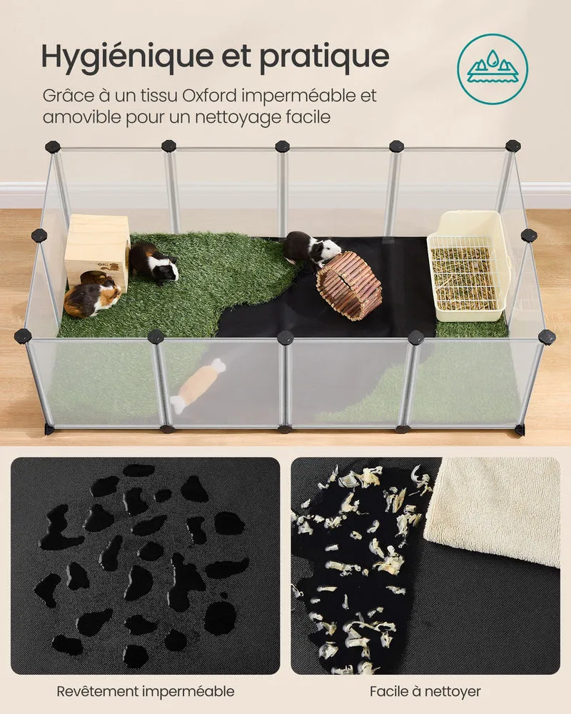 Enclos pour animaux avec plancher et tapis imperméable et amovible parc pour petits animaux pour hamsters lapin hérisson cochon d’inde 125 x 63 x 42 cm blanc 12_0005401