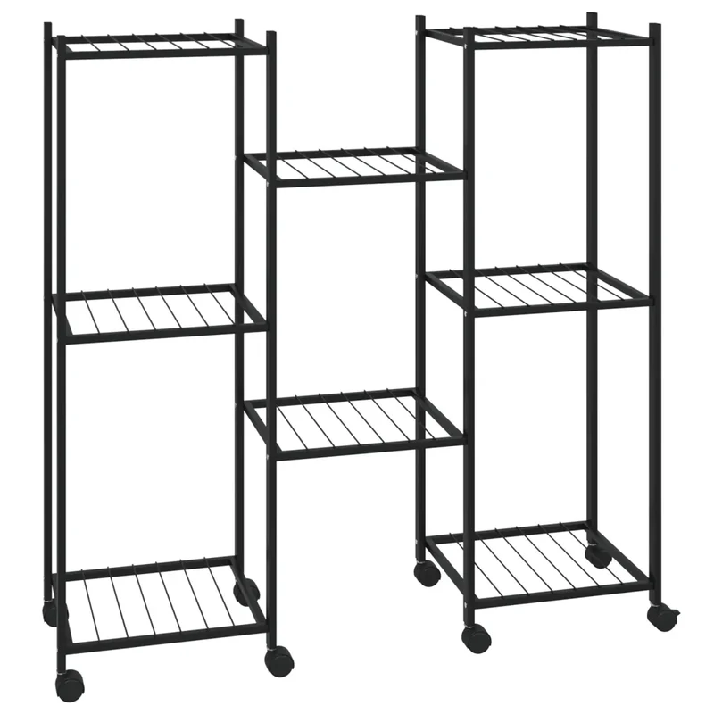 Jardinière à roulettes design fonctionnelle pour intérieur extérieur 83 x 25 x 83 cm en fer noir 02_0047094