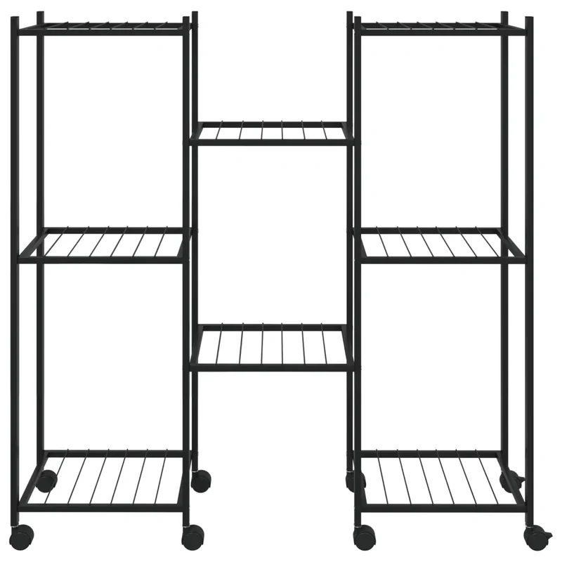 Jardinière à roulettes design fonctionnelle pour intérieur extérieur 83 x 25 x 83 cm en fer noir 02_0047094