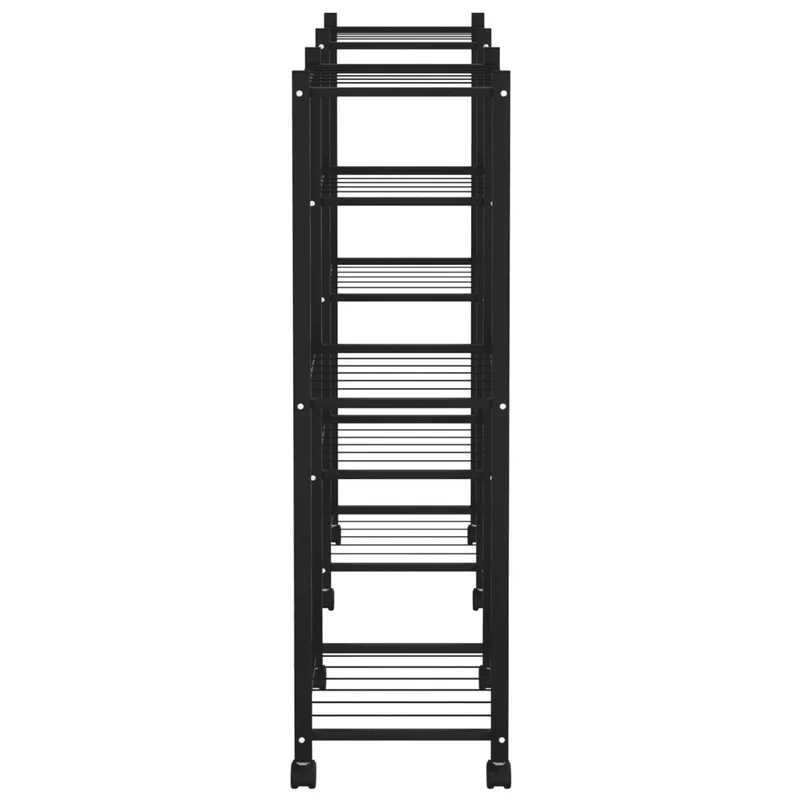 Jardinière à roulettes design fonctionnelle pour intérieur extérieur 83 x 25 x 83 cm en fer noir 02_0047094