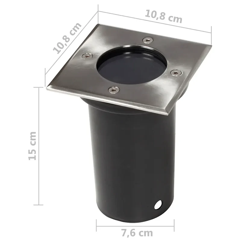 Lot de 12 lampes encastrables au sol d'extérieur jardin 10,8 x 10,8 x 15 cm faible consommation en aluminium noir 02_0046214