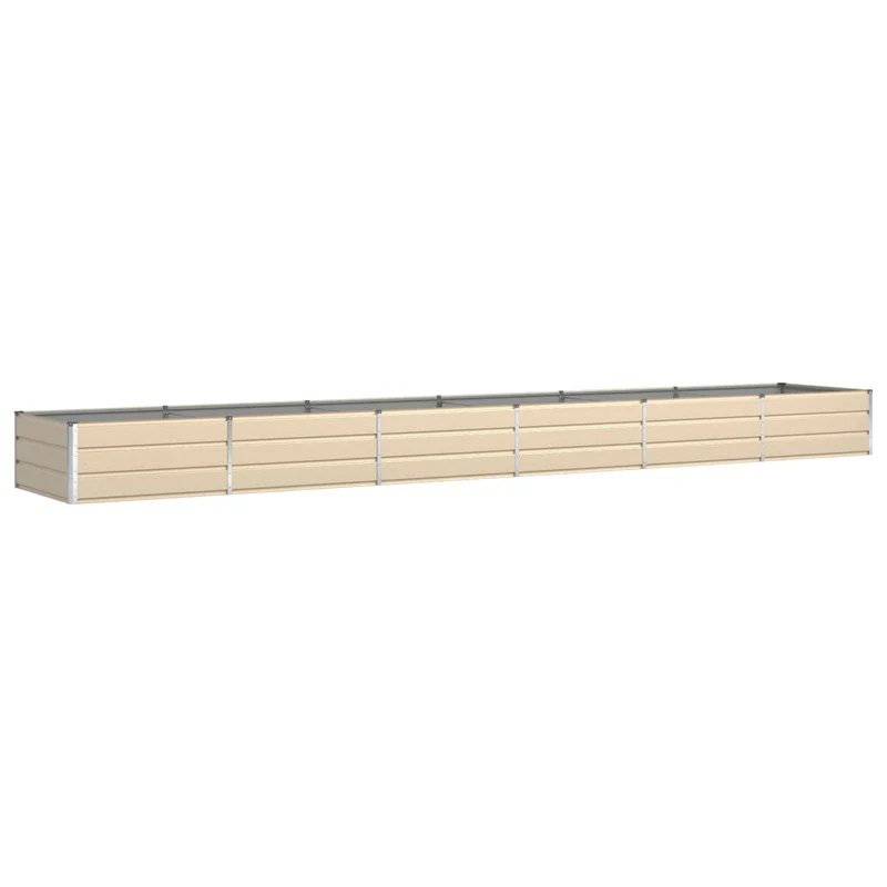 Jardinière rectangulaire moderne 195 x 100 x 45 cm utilisation extérieure design industriel en acier galvanisé ivoire 02_0059172