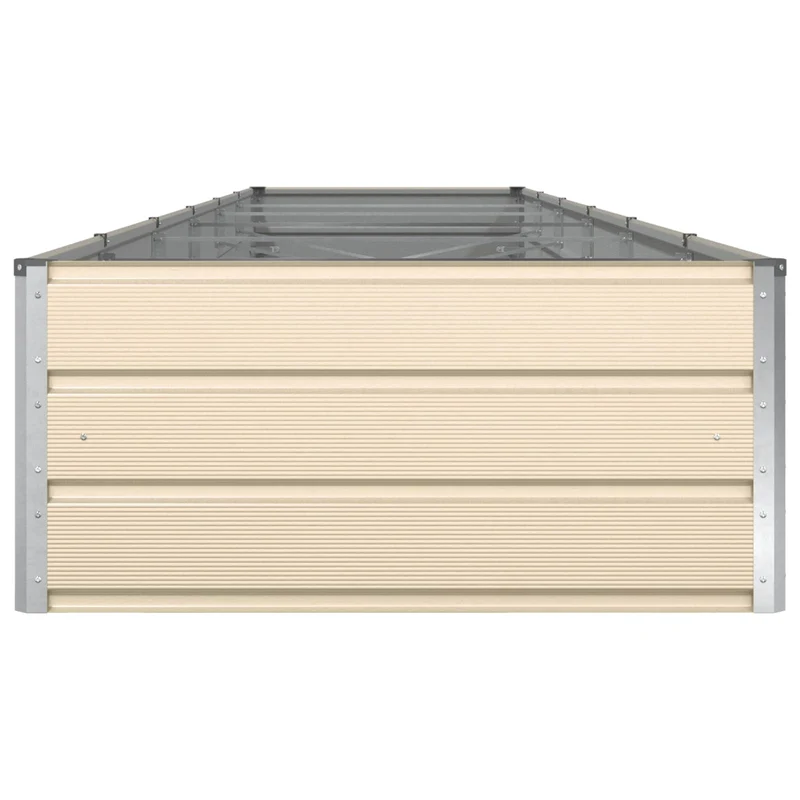 Jardinière rectangulaire moderne 195 x 100 x 45 cm utilisation extérieure design industriel en acier galvanisé ivoire 02_0059172