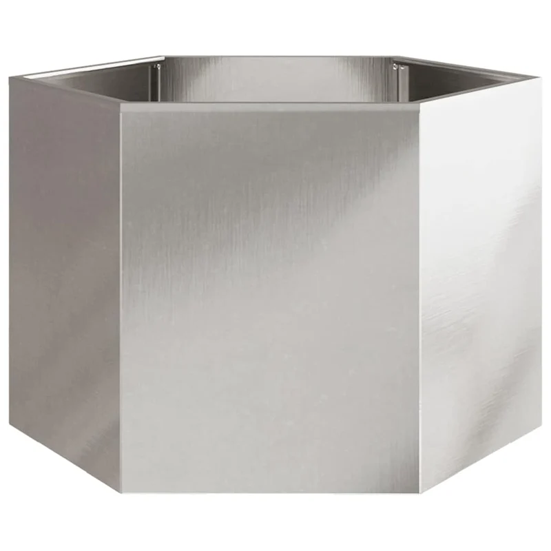 Jardinière bac lit surélevé plantes fleurs terrasse jardin hexagone 69 x 60 x 45 cm acier inoxydable Argent 02_0038653
